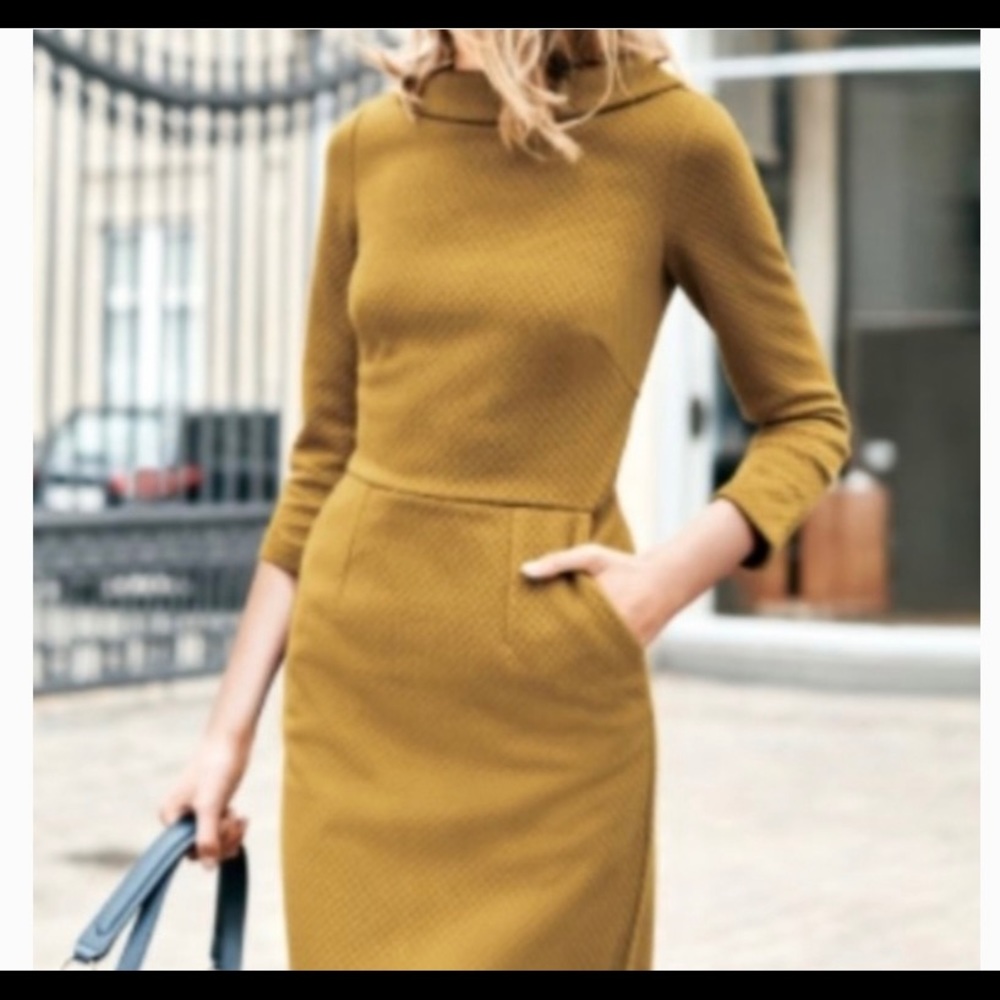 Boden Estella Jacquard Mustard Eoven Dress